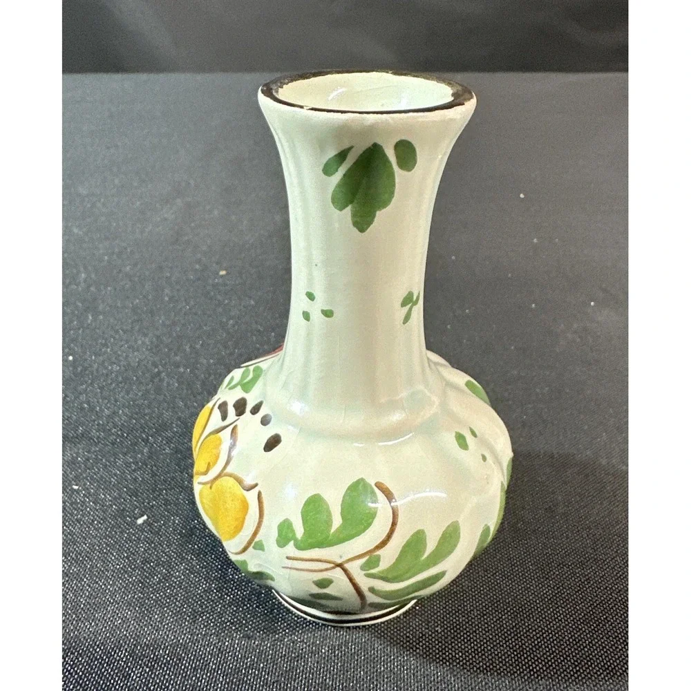 Vintage Dutch Delft Polychrome Hand Painted Floral Bud Vase Holland 4